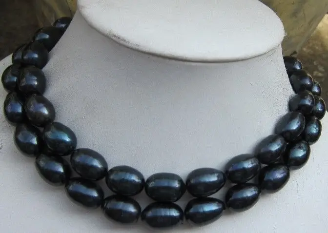 

Wholesale FREE SHIPPING HUGE surprising AAA south sea 14mm black pearl necklace 33"14KGP Gold Clasp