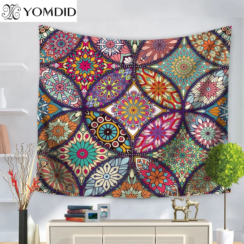 

Mandala Tapestry Wall Hanging Tapestries Irregular Printed Flower Pattern Carpet Home Decor Beach Towel Blanket Tapestry Tapiz