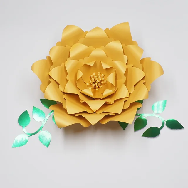 1piece flower 2pcs leaves giant paper flowers wedding backdrop paper flower leaves