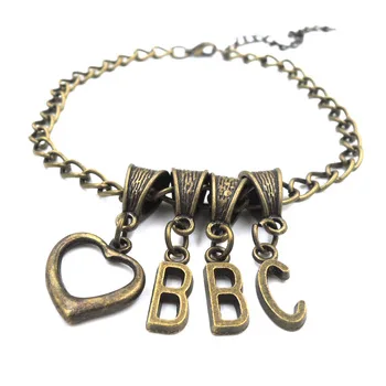 love BBC HEART anklet slave swinger lifestyle jewelry CUCKOLD QUEEN OF SPADES ALPHABET AL003
