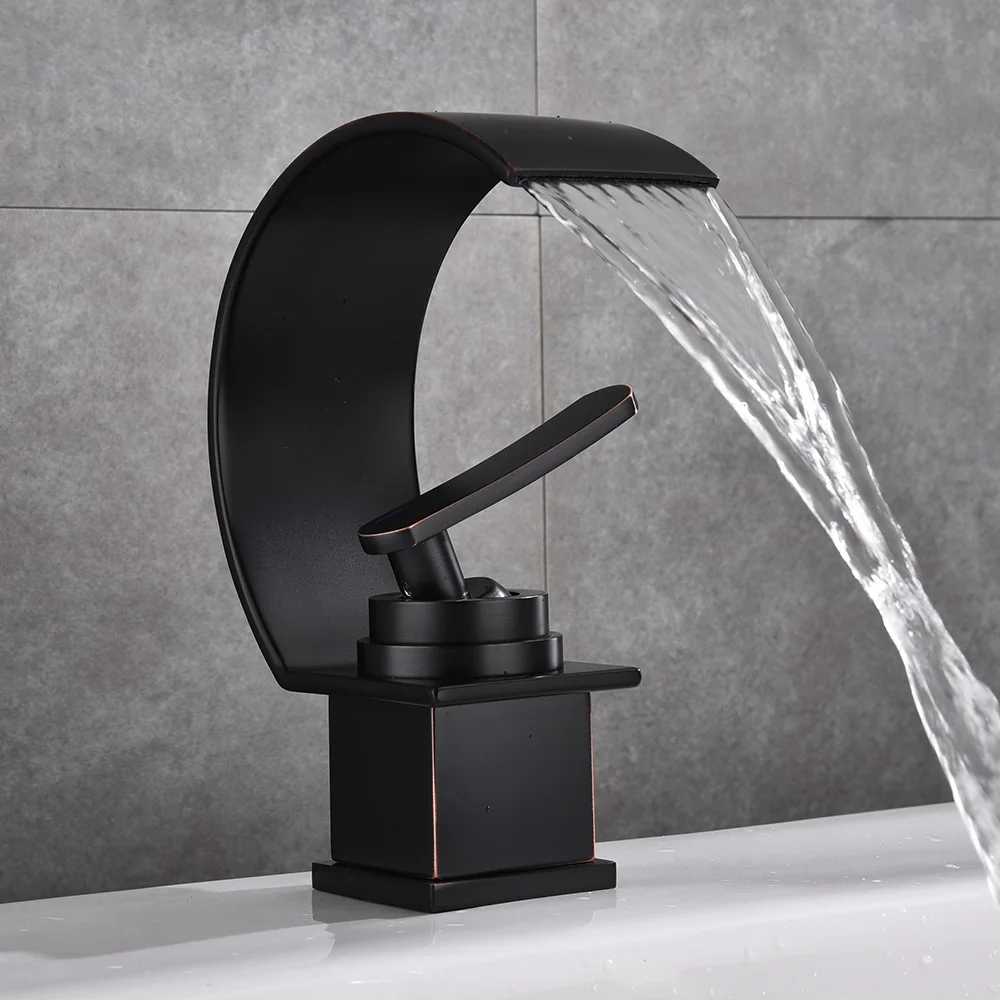 Смеситель для раковины водопад черный с щеткой для ванной раковины кран для холодной и горячей воды смеситель с одной ручкой краны для ванной 855737