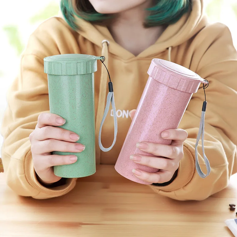 Цветная мини бутылка для воды из пшеничной соломы конфетного цвета спортивные