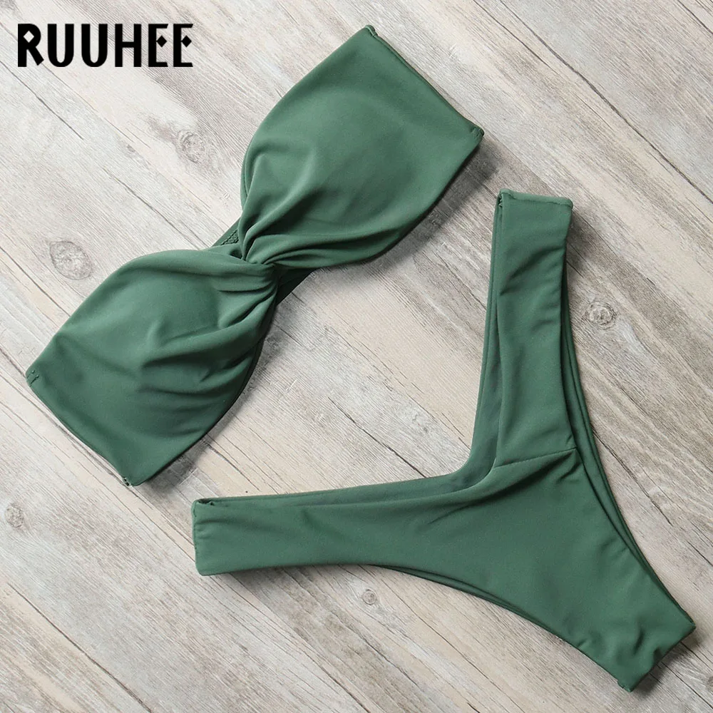 RUUHEE Bikini Swimwear Women Swimsuit Sexy Thong Bikini Set 2018 Bathing Suit Bandeau Female Beachwear Swimming Suit With Pad