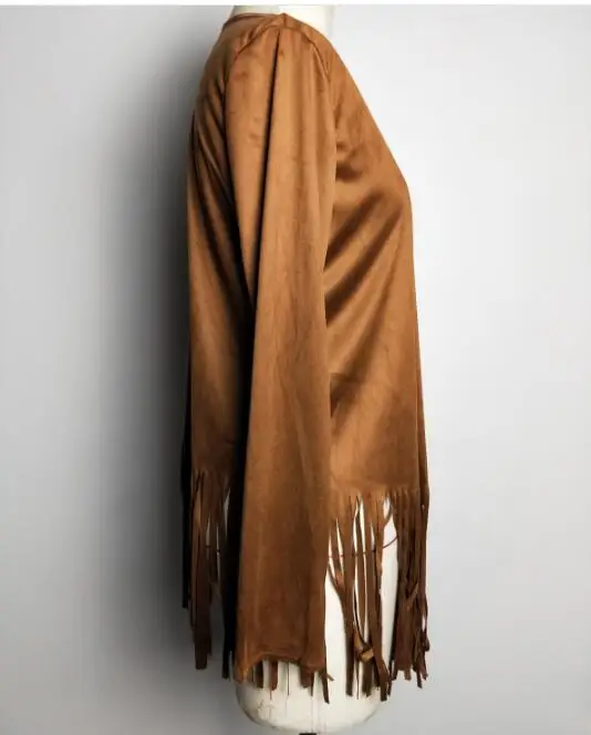 Female Vintage brown Tassel Sweater Korean Loose Printing Cardigan Women's Fashion Shawl