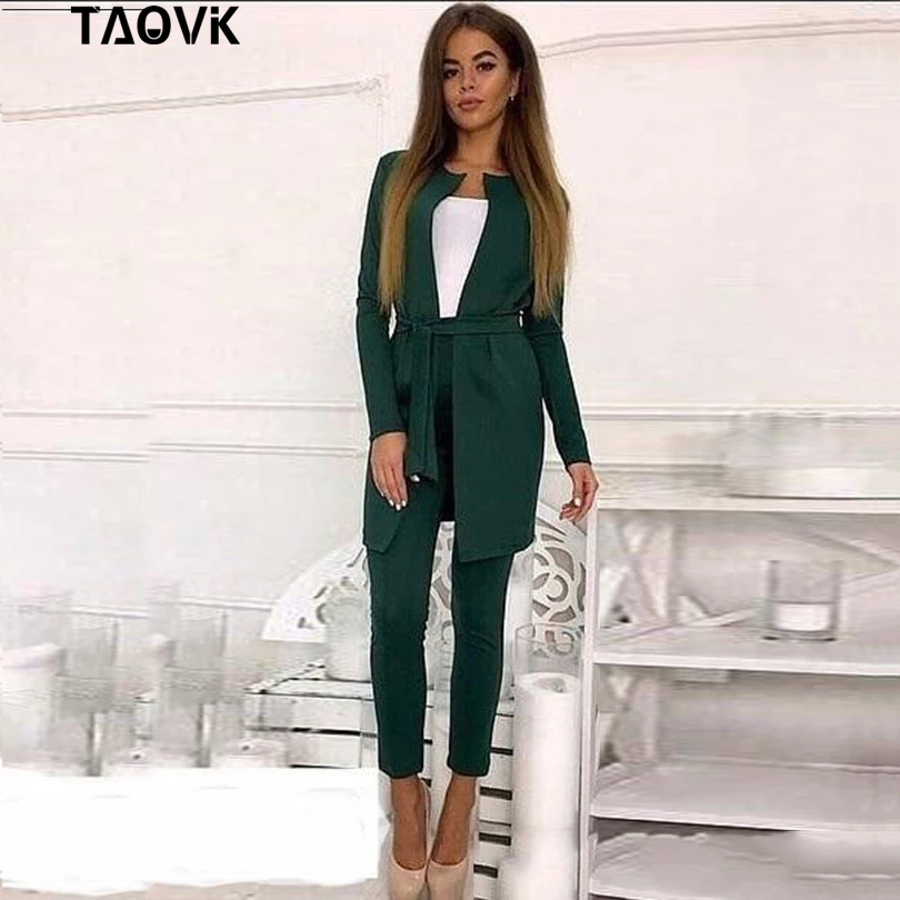 TAOVK Elegant Pant Suits for Women Lady Business Work Wear