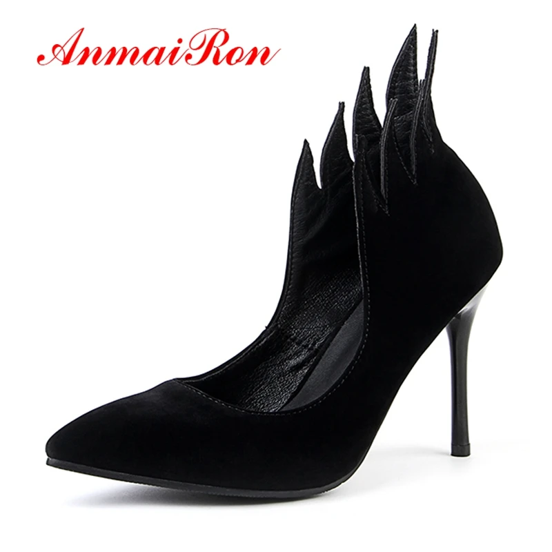 ANMAIRON Basic Super High Thin Heels PU Pointed Toe Party Slip-On Spring/autumn Fashion Sexy Shoes Size 34-43 LY2097