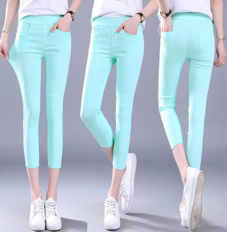 plus size Cotton Leggings womens trousers Candy12 colors elastic feet