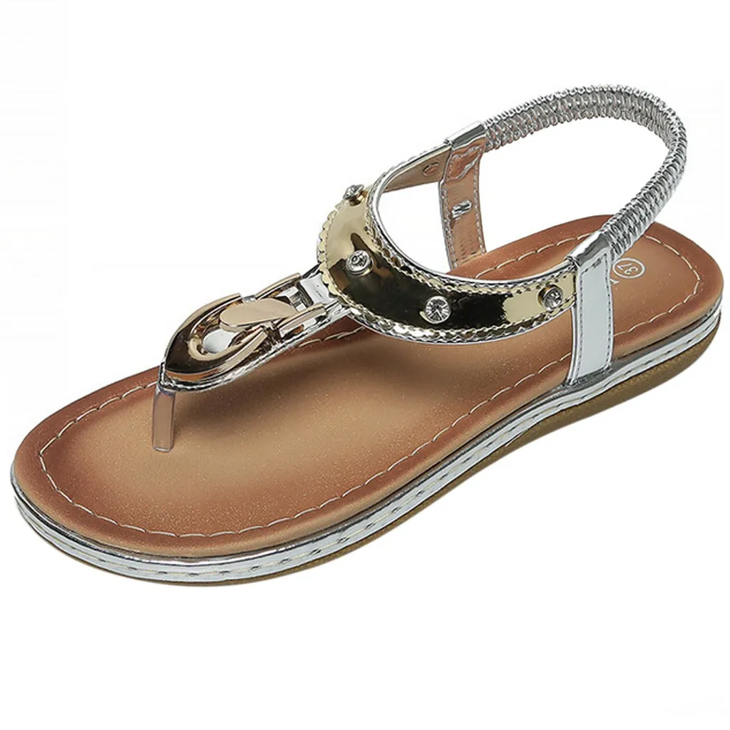 

SAGACE Women Summer Simple Sandals Flip-flops Slippers Beach Shoes Non-slip Bling Round Toe Princess Sandals Outside hot May 21