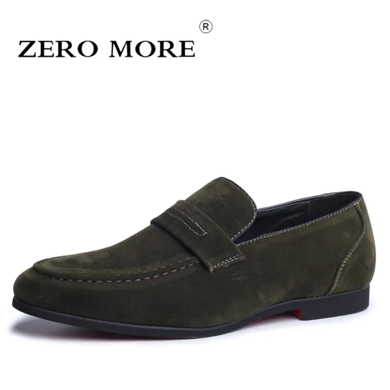 green suede loafers