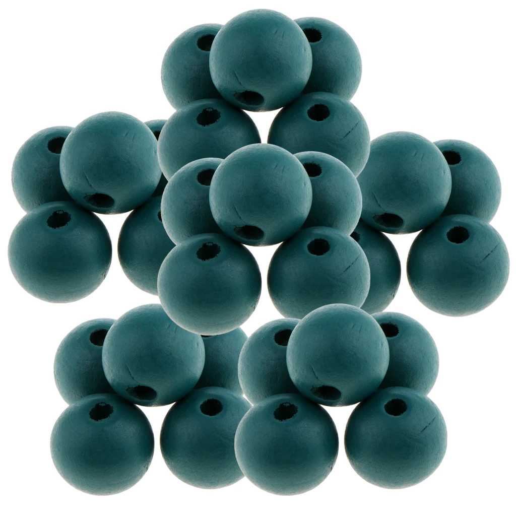 30 Pieces Dyed Color Natural Wood Spacer Loose Beads Necklace Bracelet Charms Findings 20mm