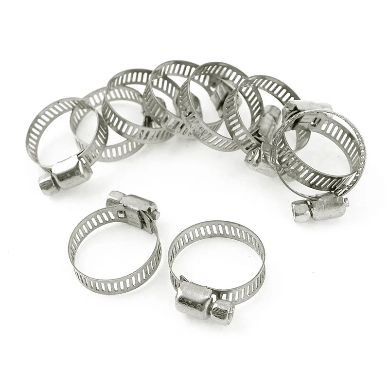 

10 pcs. High torque adjustable band 16-25 mm Worm Gear hose clamps