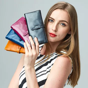 

Fashion Women wallet 100% Genuine Leather Purse 2019 New Fashion leather Unisex leather wallet brand wallets clutch purse Hot