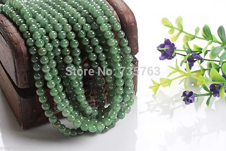 

xiuli 0014392 ONSALE CERTIFIED 1PCS Chinese Natural Aqua Jade (Jadeite) Smooth Bead Necklace