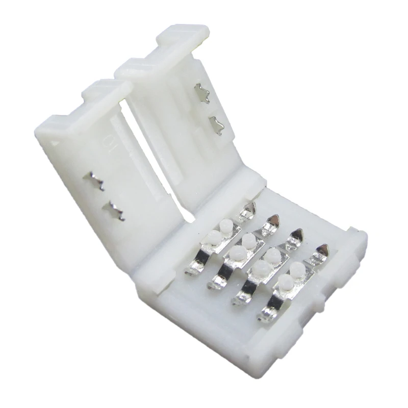 

100pcs/lot 10mm 4pin 5050 RGB LED strip connector, mark polarity no soldering LED strip connector clip, free shipping