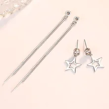 ANENJERY, 925 пробы, серебряные серьги с кисточками для женщин, циркониевые звезды, длинные серьги на цепочке, oorbellen, новые трендовые S-E865