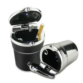 

Led Portable Car Ashtrays Auto Ashtray Garbage Auto Accessories Ashtray With Light Cars Cigarette Cylinder Holder Car Styling