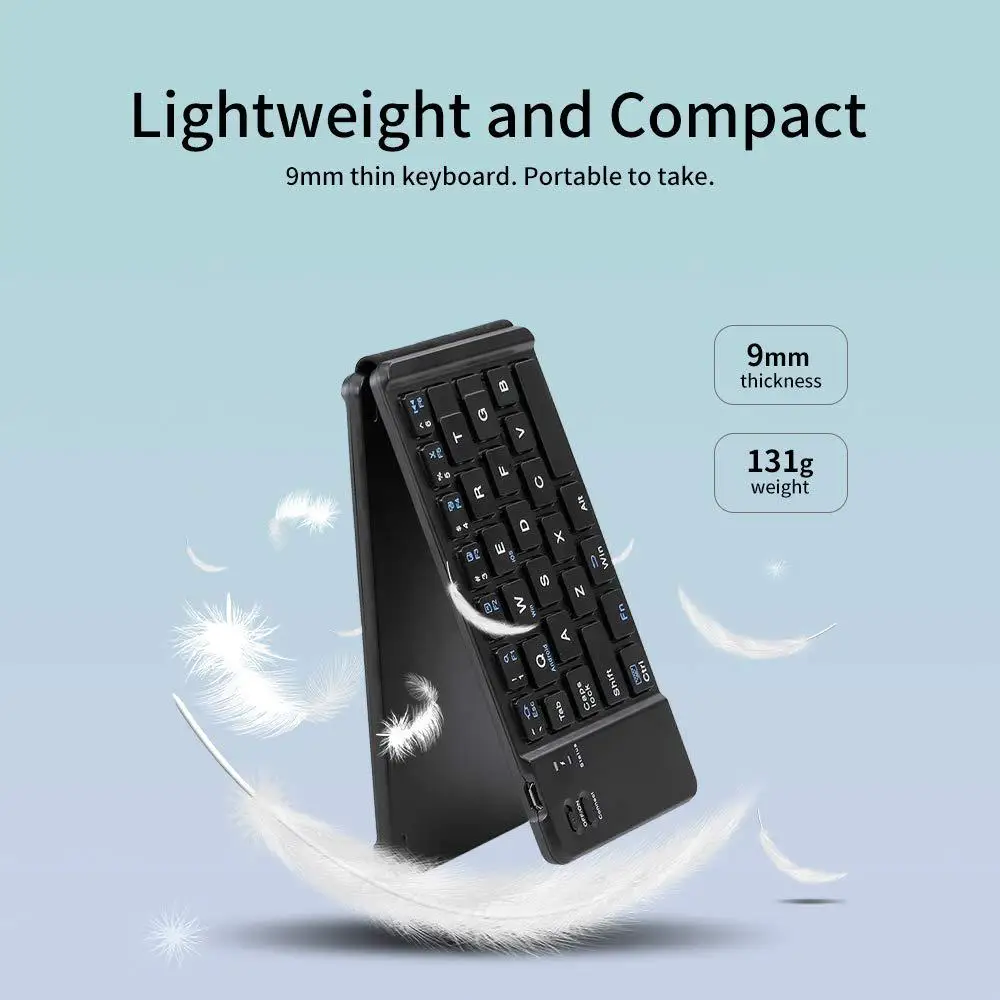 

BEESCLOVER Portable Thin Bluetooth Folding Keyboard Foldable BT Wireless Keypad for IOS/Android/Windows Bluetooth Keyboard r25