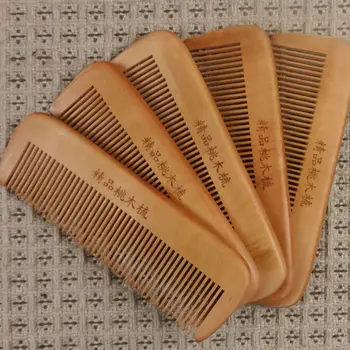 

500 PCS Customized Hair Combs Engraved Your Logo Natural Peach Wood Wooden Comb Anti-Static Beard Comb Pocket Comb 16.0*5.0*1.0