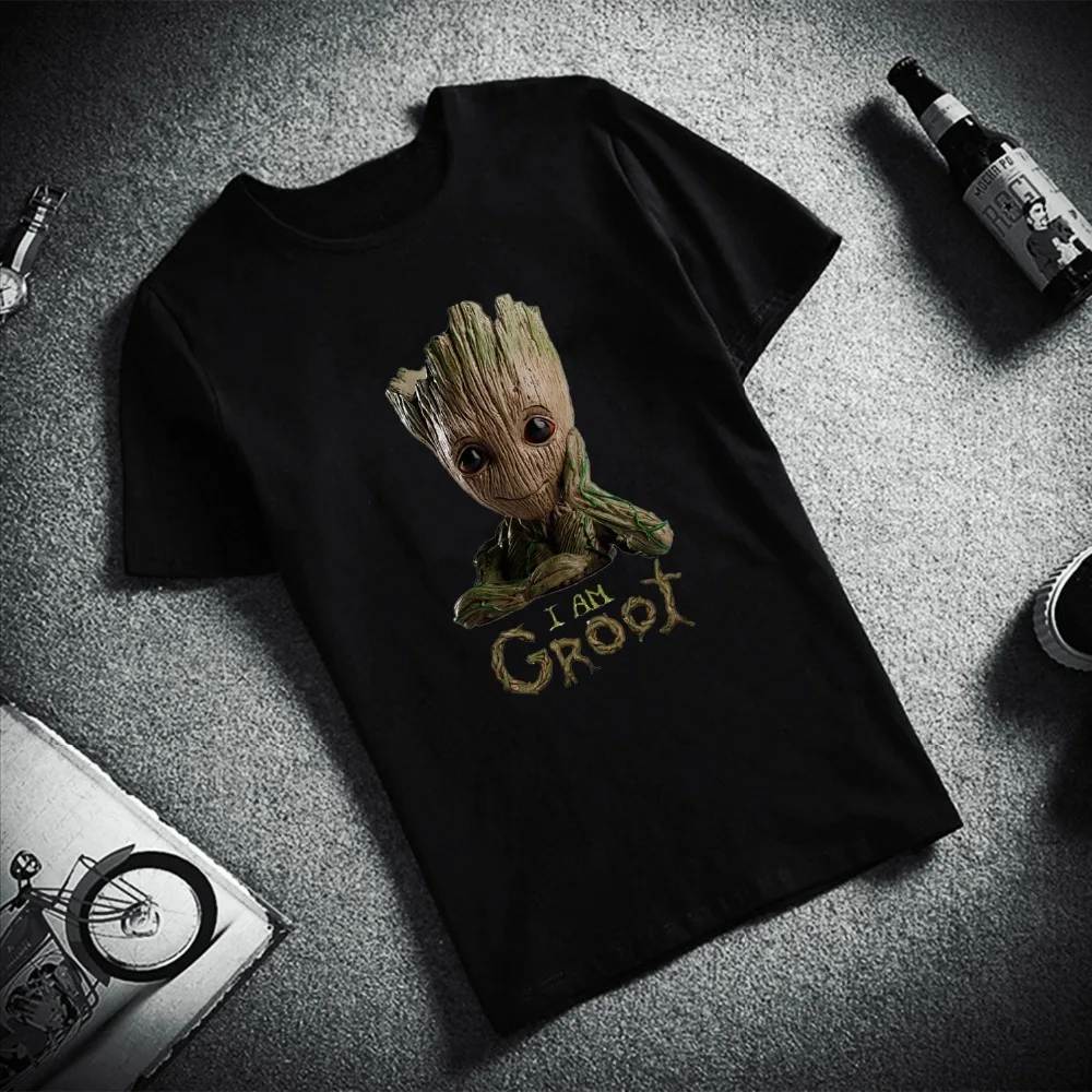 

Fashion Short Sleeve T Shirt Men Young Groot Avengers Hero Printed 100% Cotton Top Tees Casual O Neck T-Shirt Unisex TShirt