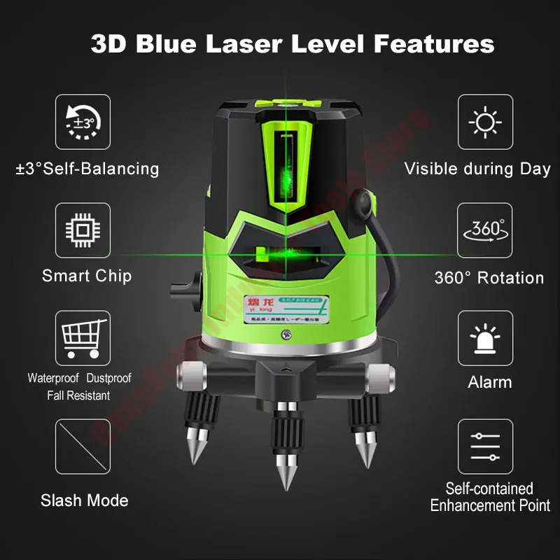 

Laser Level Green 2 3 5 Cross Lines 360 Degree Rotary Self- leveling Laser Level in Box Without Bracket Diagnostic Tools