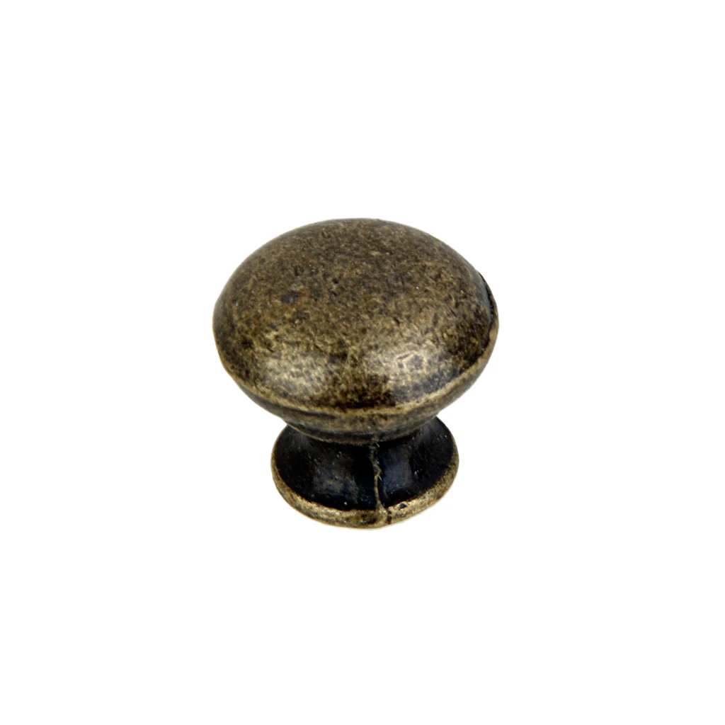 Vintage Antique Brass Round Knob Door Drawer Dresser Cabinet Kitchen Cupboard Pull Handle, Pack of 6