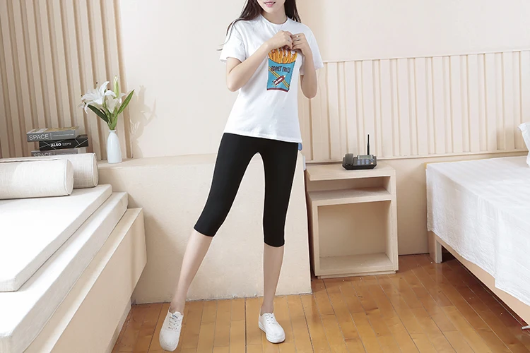 Fina para Mulheres Modal Verão Sete Pontos Leggings Seção Trabalho Desgaste Fino Respirável Confortável Casa Casuais 2021 12 Moda Feminina