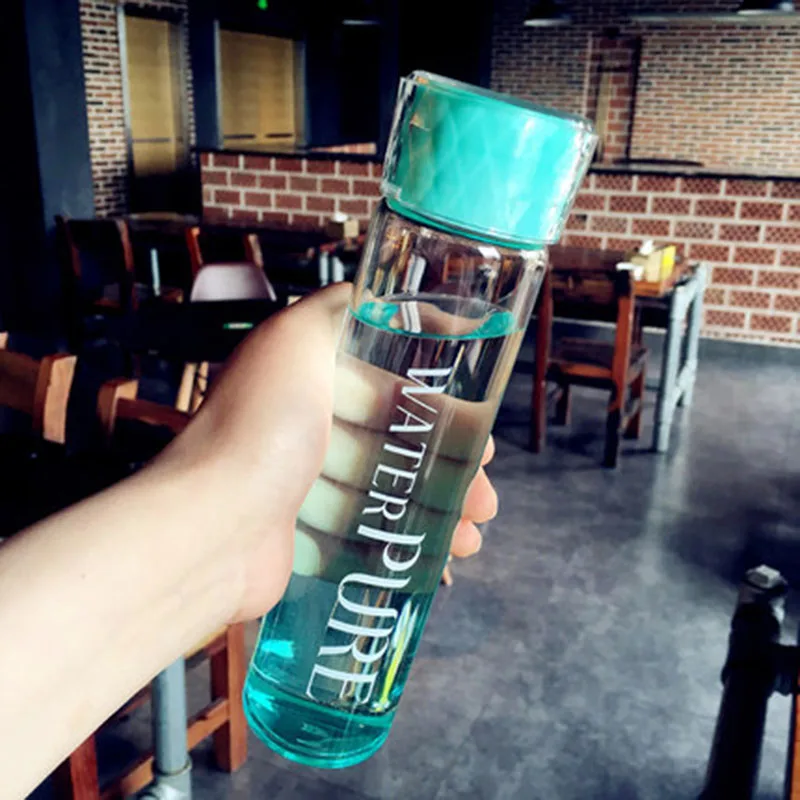 Прозрачная Милая портативная стеклянная крышка для бутылки чашки прозрачный спортивный питьевой стеклянные банки кружка Garrafa De Vidro чашка для воды 50M1048 - Цвет: Blue A