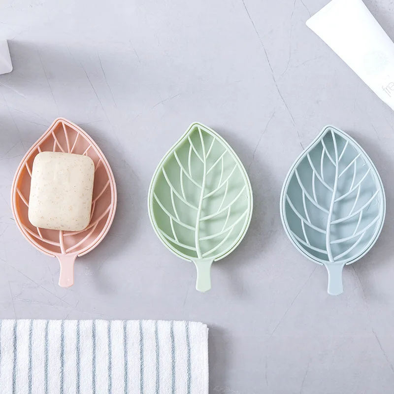 طبقة مزدوجة ورقة شكل استنزاف الصابون تخزين المحمولة أطباق للصابون لوحة حامل صينية الحمام دش الصابون مربع 3 اللون ل اختيار