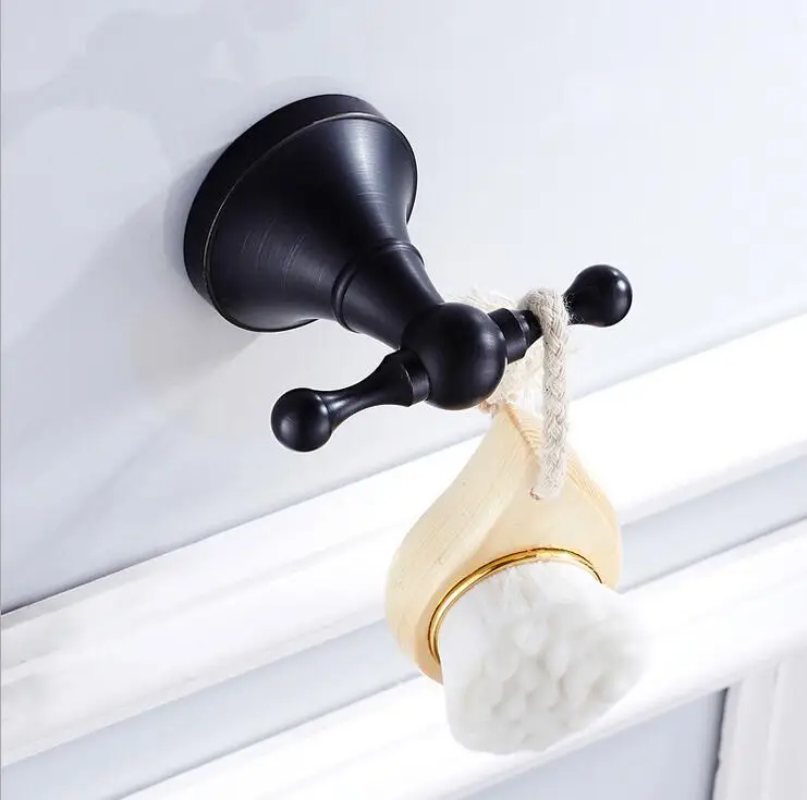 Черный бронзовый крючок медных европейская одежда крючка на стене кухни и ванной комнаты аппаратных кулон 9013 К