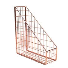 Розовое золото офисные школьные принадлежности настольные аксессуары органайзеры журналов проволочная сетка металлический лоток для документа кейсы для хранения журналов