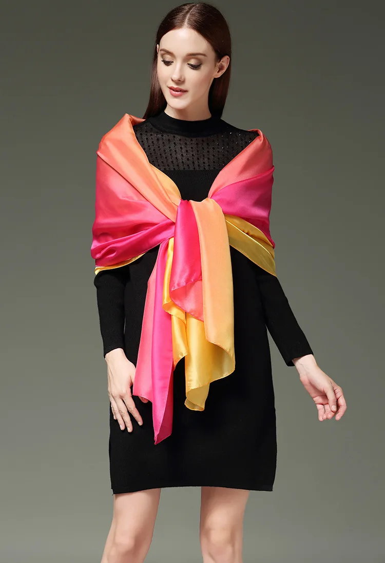 Хиджаб Шелковый шарф длинный 180 см* 110 см бренд шаль обёрточная бумага женские шарфы градиент пашмины
