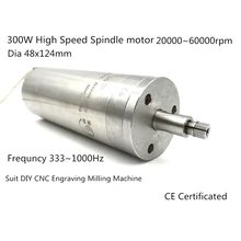 Мотор шпинделя с водяным охлаждением 20000~ 60000 об/мин 300 Вт 75 в 3.7A 333~ 1000 Гц 48*124 мм Цанга 3,175 мм GDS300 для гравировального станка с ЧПУ