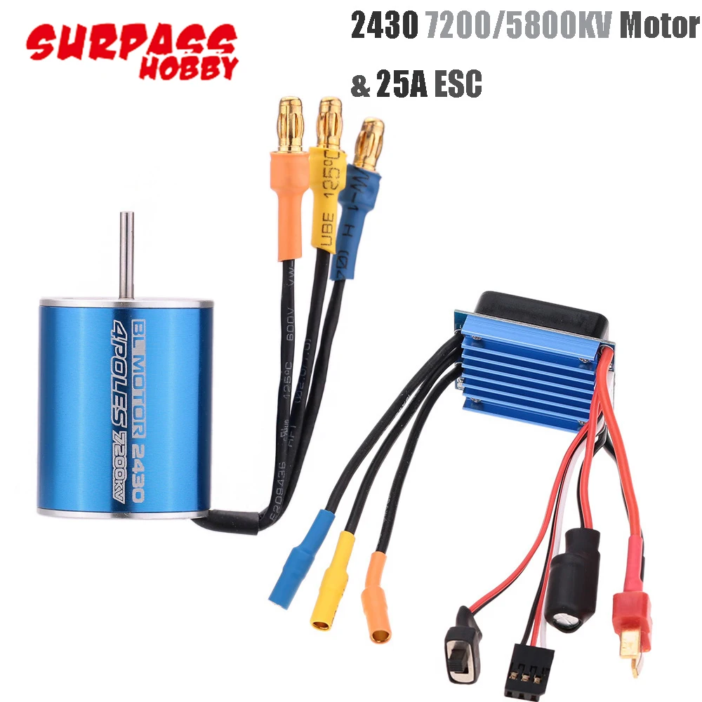 

2pcs/set 2430 5800KV/7200KV Sensorless Brushless Motor With 25A Brushless ESC for 1/16 1/18 RC Car/Truck