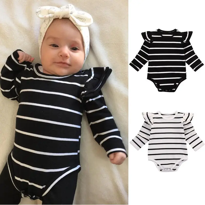 Cotton Newborn Kids Baby Boy Girl Striped Romper Bodysuit Sunsuit Clothes Outfit