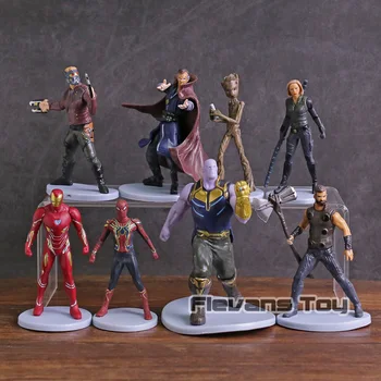 

Avengers Infinity War Thanos Thor Spiderman Iron Man Star Lord Black Widow Doctor Strange Tree Man PVC Figures Toys 8pcs/set