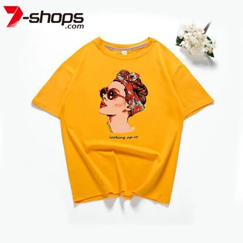

Summer Cotton T-shirt Women Funny Short Sleeve Girl Top Printing O-Neck T-shirts Shrug Female Casual Tops Streetwear 2019