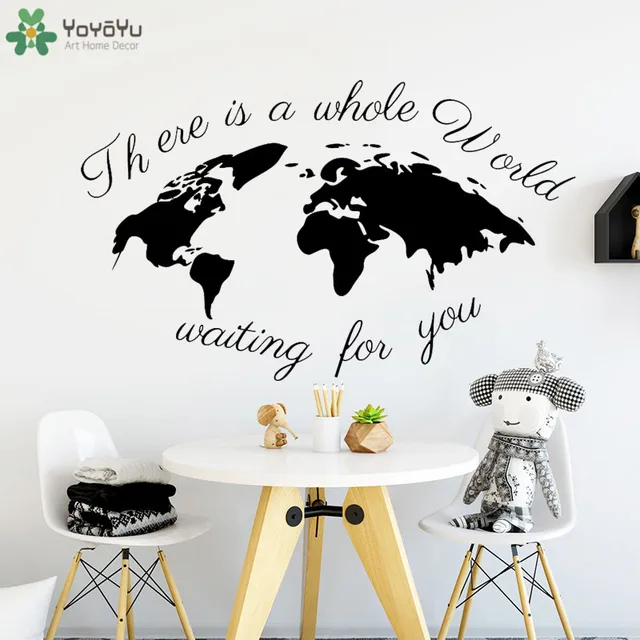 Creative World Map Wall Decal Quotes There S The Whole Waiting Creative World Map Wall Decal Quotes There S The Whole Waiting For You Nursery Room