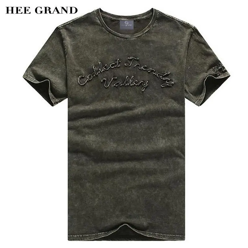 

HEE GRAND Men Summer T- Shirts 2018 Whole Cotton Comfortable Material Casual Slim Fitted Letter Print Slim Men Top Tees MTS2373