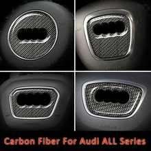 Для Audi A4 B6 B7 B8 A3 автомобильные брелки с логотипом рулевого колесная наклейка Стикеры отделкой из углеродного волокна эмблемы для A5 A6 C6 A7 A8 Q3 Q5 Q7 TT RS3