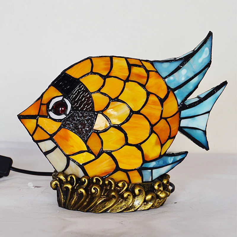  Novelty Creative Baby Projector Stained Glass little Fish Kids Child Bedside Desk LED Night Table L