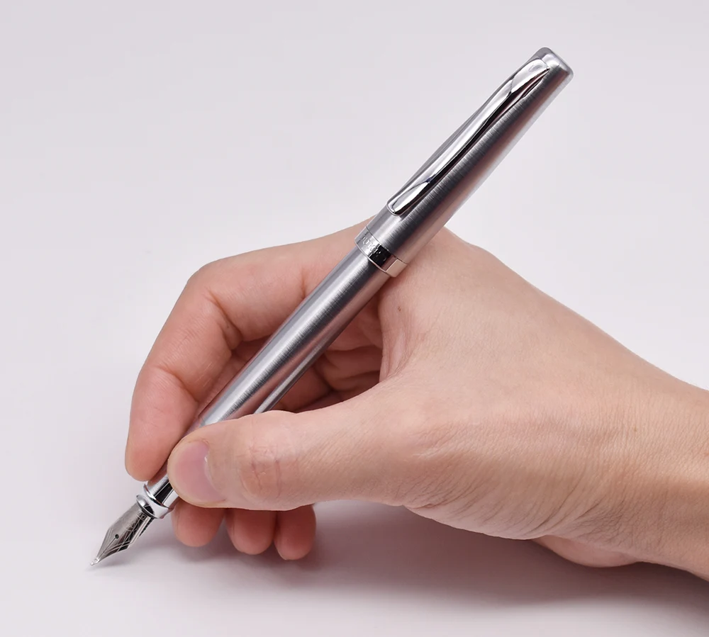Duke 209 сталь Fude каллиграфия авторучка изогнутое перо, чистое серебро Цвет написание подарочная ручка для рисования/офиса/дома