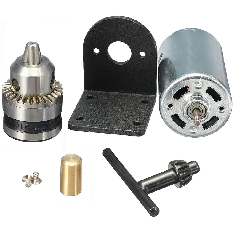DC 12 36V Lathe Press 555 Motor With Miniature Hand Drill Chuck and Mounting Bracketin DC Motor