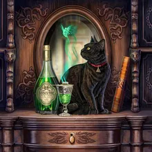 5D DIY алмазные картины полный сверло круглые животные Кот и бутылка вина мозаика художественная краска с бриллиантами набор вышивка Наклейка на стену