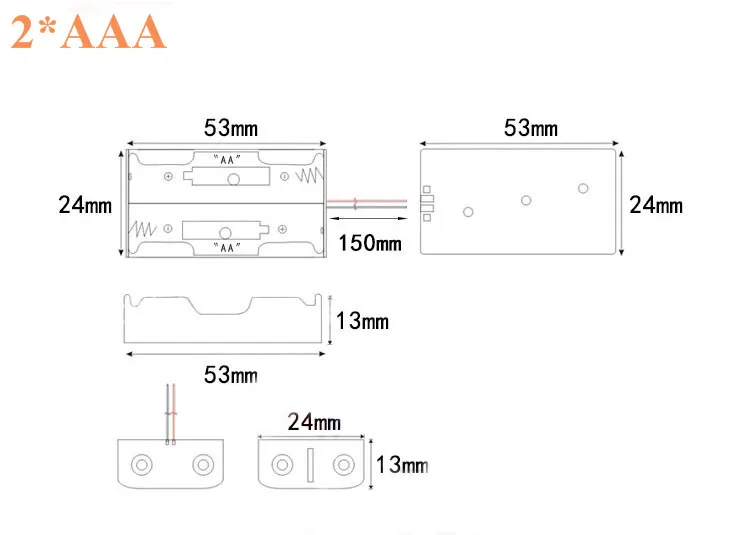 2xAAA 3xAAA 4xAAA 1.5V Plastic Black Spring Battery Storage Case Box Battery Holder Plastic Conta