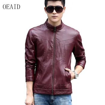 

Motorcycle Leather Clothing Male Outerwear 2019 New Spring And Autumn Men Leather Jacket Short Slim Leather Coat Men Black OEAID