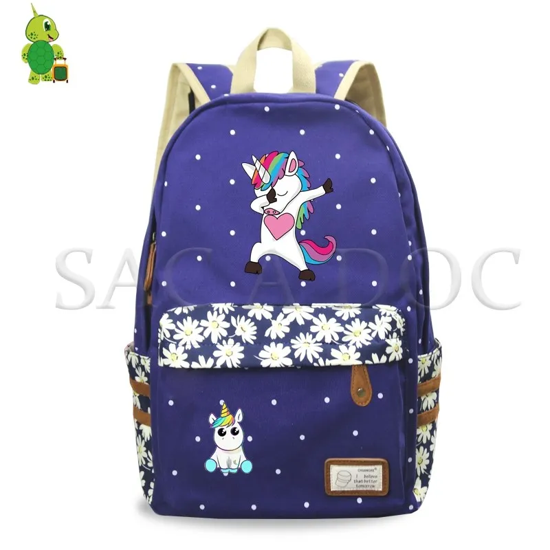 Рюкзак для девочек с изображением единорога и цветочной волны, школьный рюкзак, забавный рюкзак для ноутбука, модные дорожные сумки, повседневный рюкзак - Цвет: 14