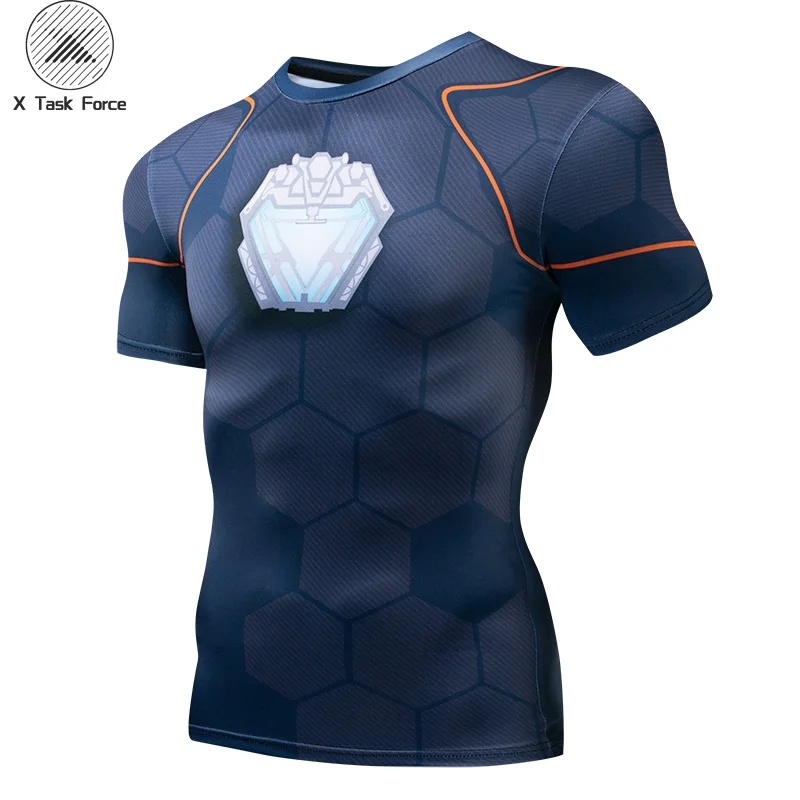 Raglan Sleeve Compression Shirts Avengers 3 Iron Man 3D Printed T shirt Men 2018