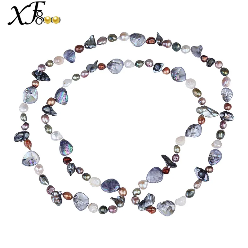 

[XF800] Baroque Pearl Necklace Pearl Jewelry Natural Freshwater Irregular Pearl Long Necklace For Women Trendy For Party [X209]