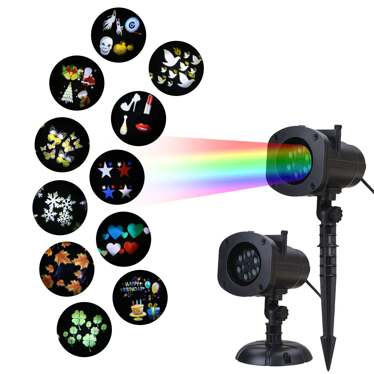 

Projection Light+12 Pattern Card for Christmas 4W 6 LED Lights EU/UK/US/AU Plug AC110-240V Waterproof Stage Lighting Effect
