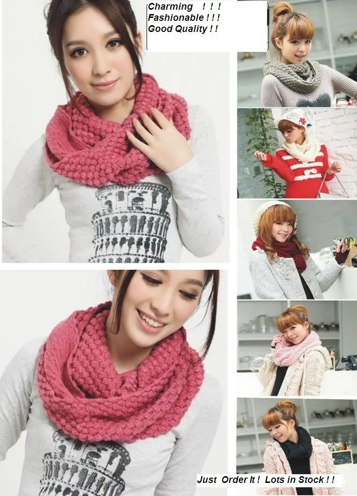 Hot Selling 80x20cm Winter fall Ring Scarf Women Circular Scarves Wraps Capes Purple Red Grey White Blue Black Pink | Аксессуары для